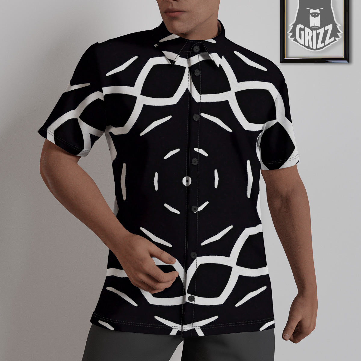 Kaleidoscope Black Print Untucked Shirts-grizzshop
