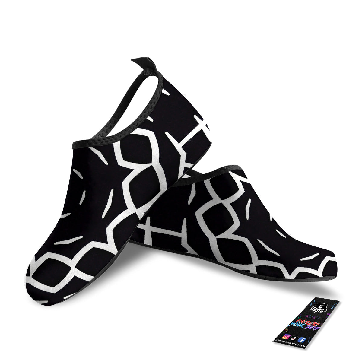 Kaleidoscope Black Print Water Shoes-grizzshop