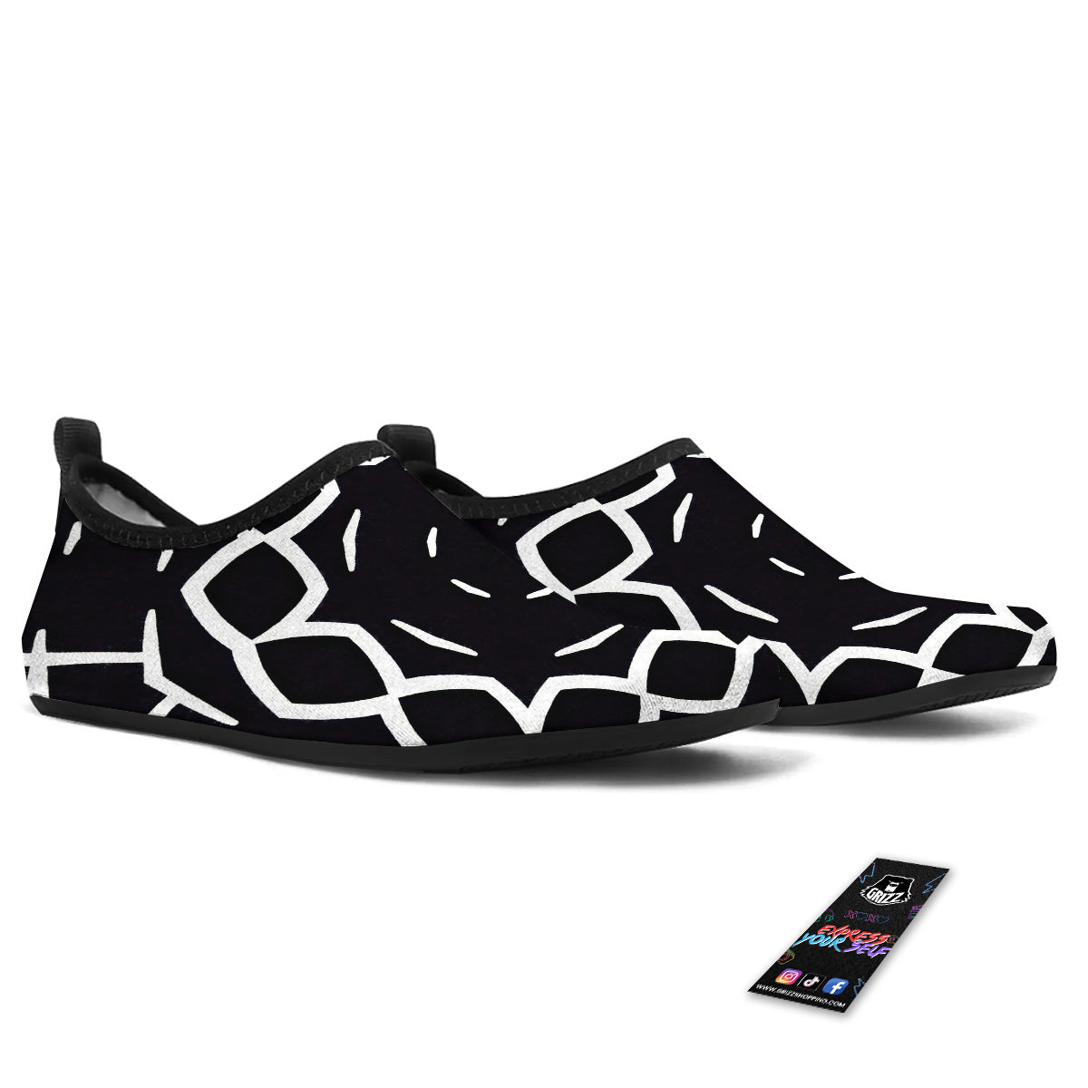 Kaleidoscope Black Print Water Shoes-grizzshop