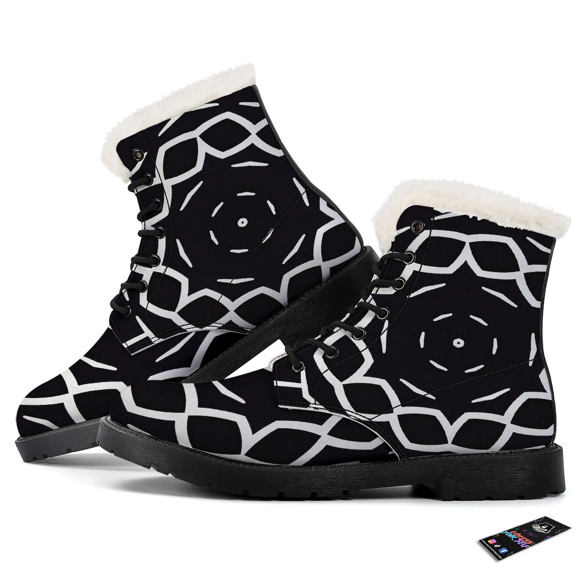 Kaleidoscope Black Print Winter Boots-grizzshop