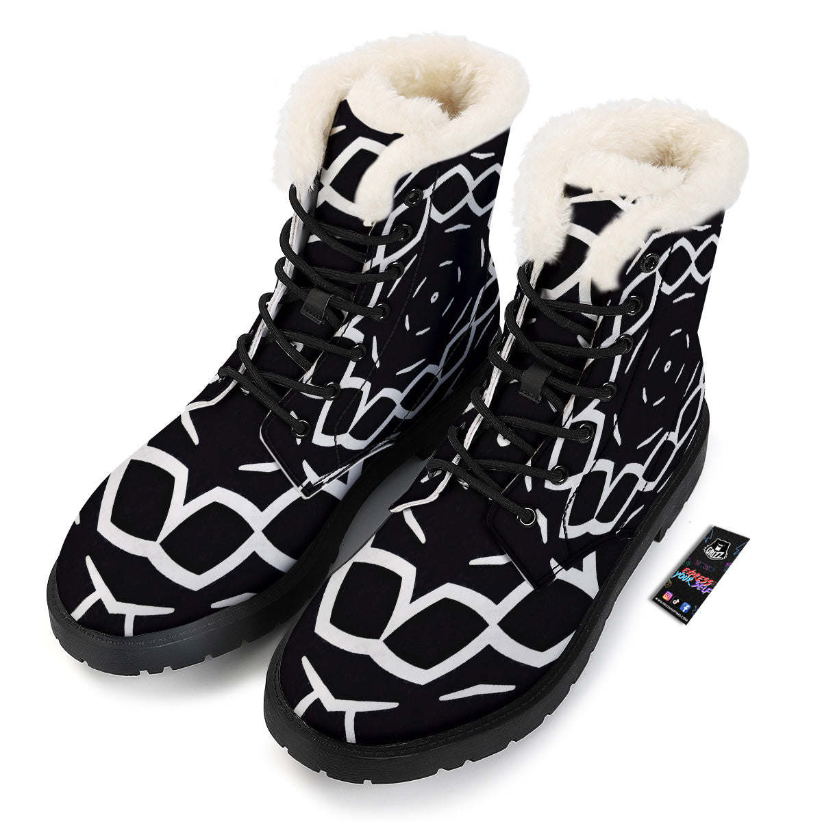 Kaleidoscope Black Print Winter Boots-grizzshop