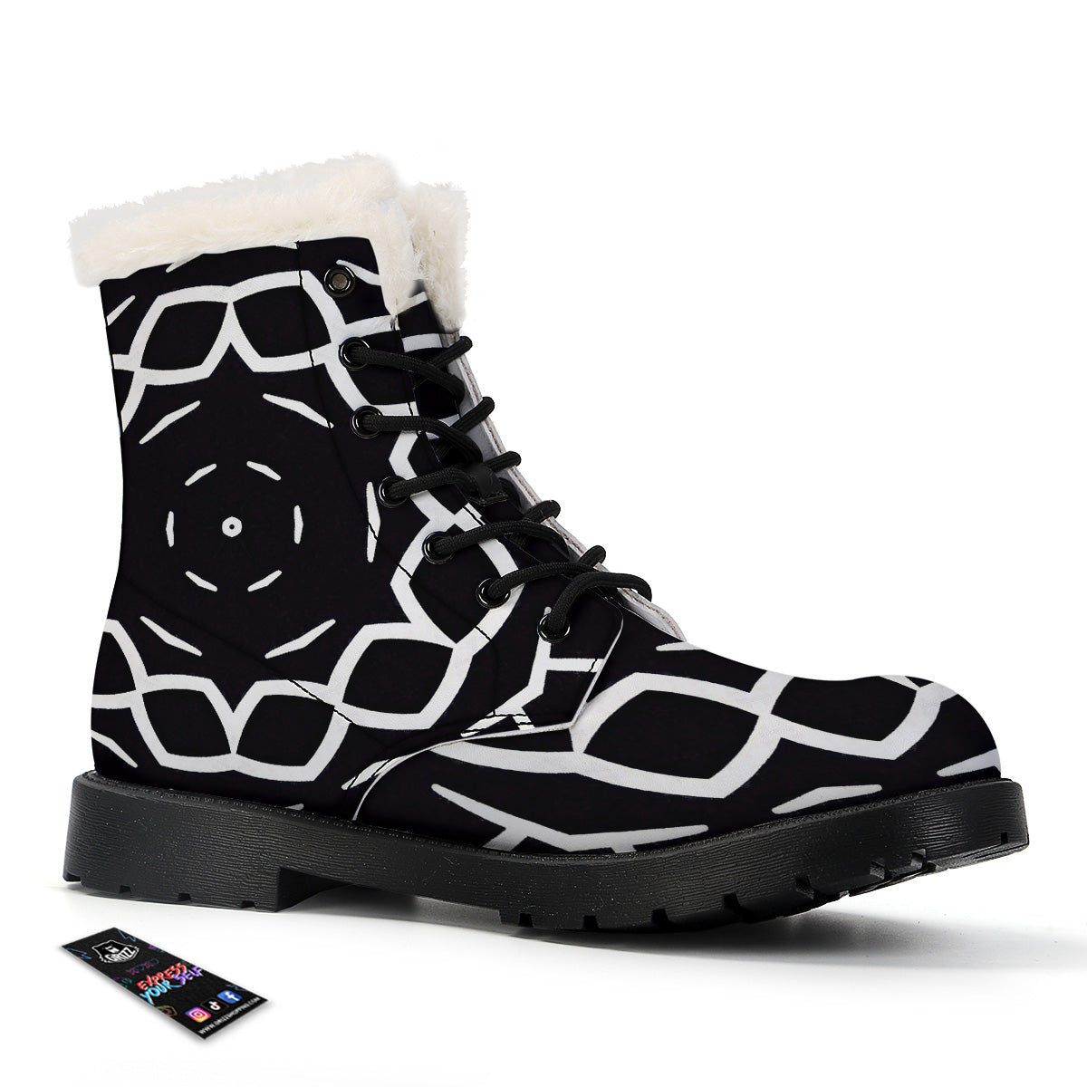 Kaleidoscope Black Print Winter Boots-grizzshop