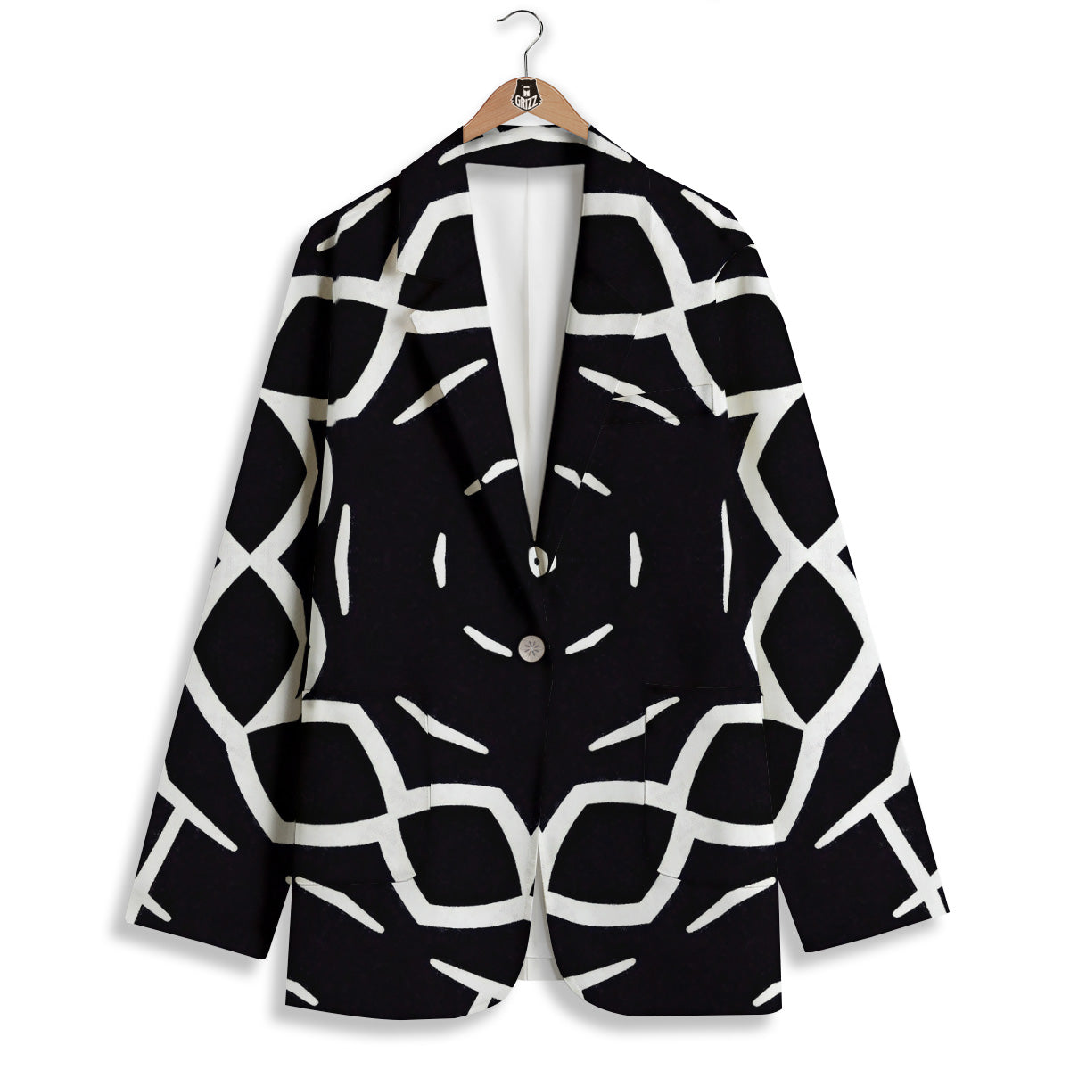 Kaleidoscope Black Print Women's Blazer-grizzshop