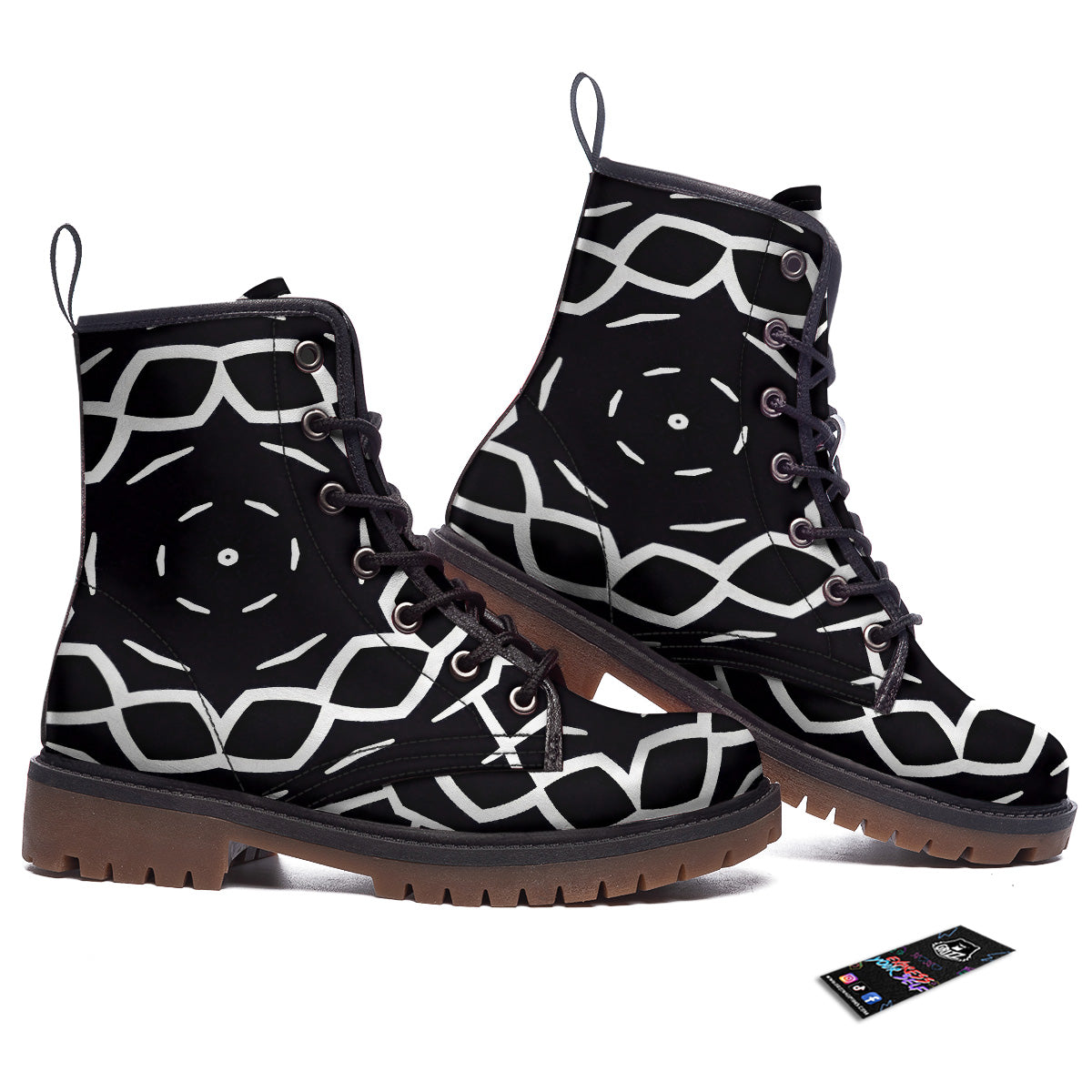 Kaleidoscope Black Print Work Boots-grizzshop