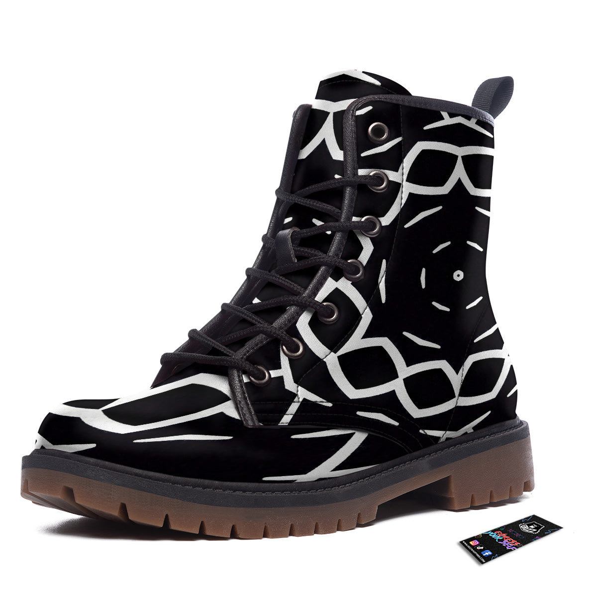 Kaleidoscope Black Print Work Boots-grizzshop