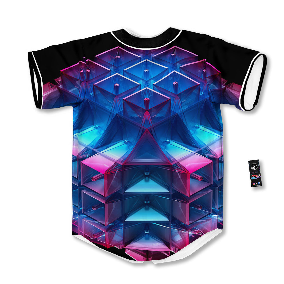 Kaleidoscope Blue And Purple Print Baseball Jersey-grizzshop