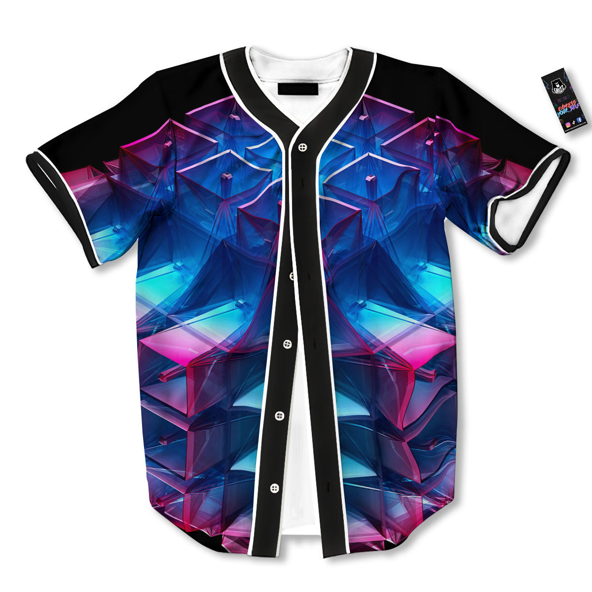 Kaleidoscope Blue And Purple Print Baseball Jersey-grizzshop