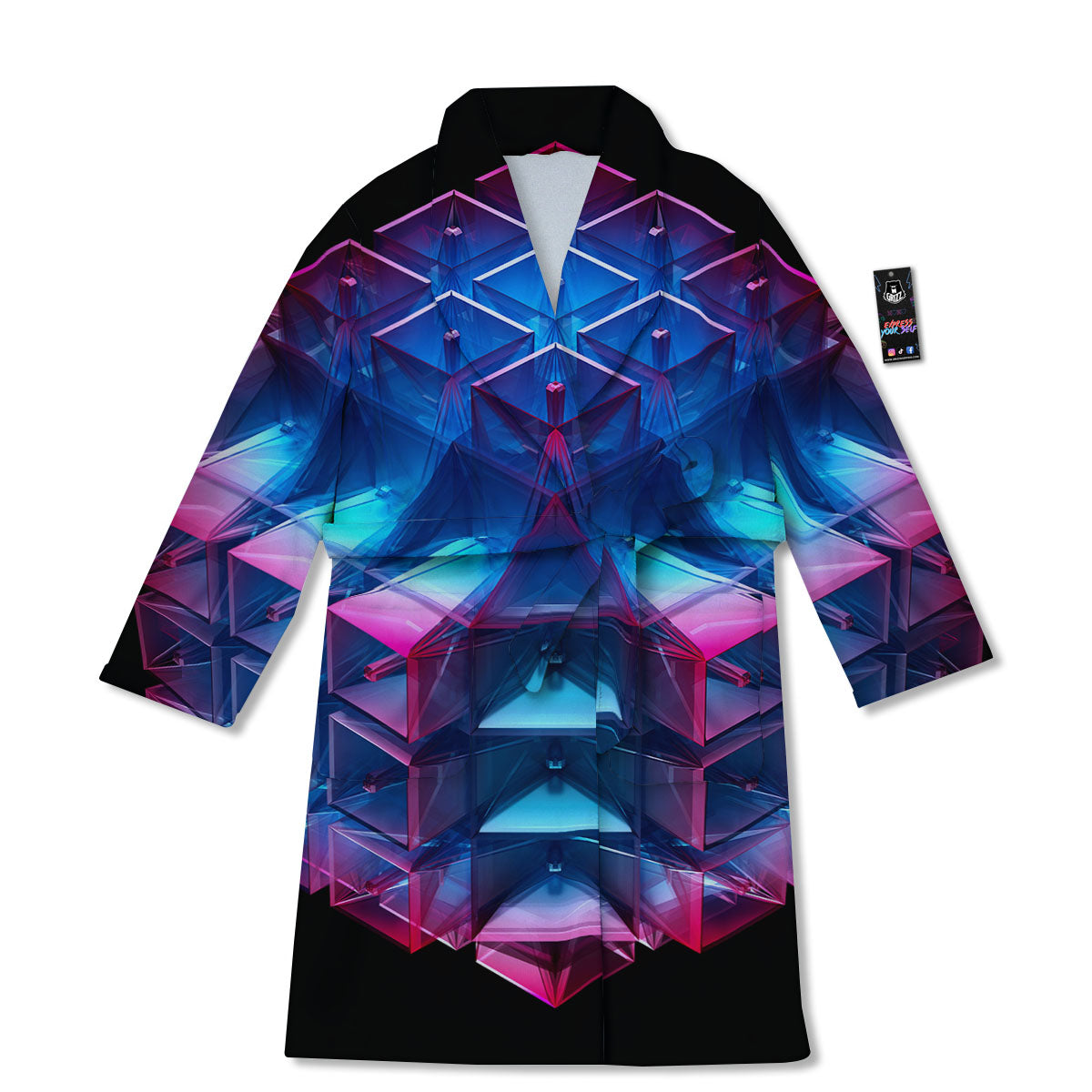 Kaleidoscope Blue And Purple Print Bathrobe-grizzshop