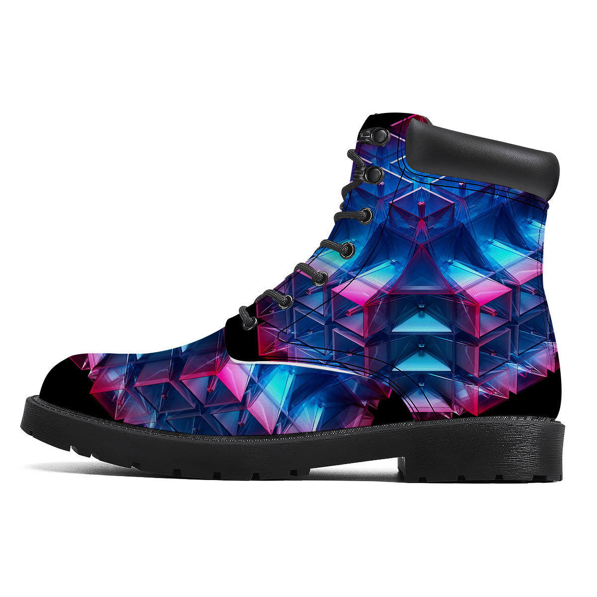 Kaleidoscope Blue And Purple Print Boots-grizzshop