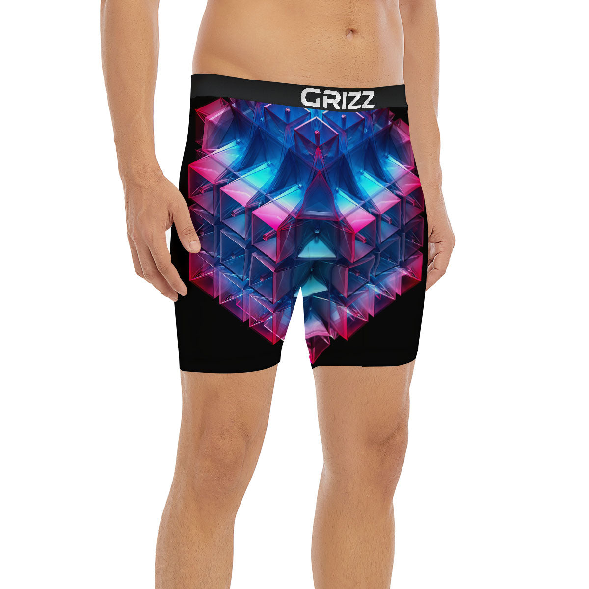 Kaleidoscope Blue And Purple Print Boxer Briefs-grizzshop