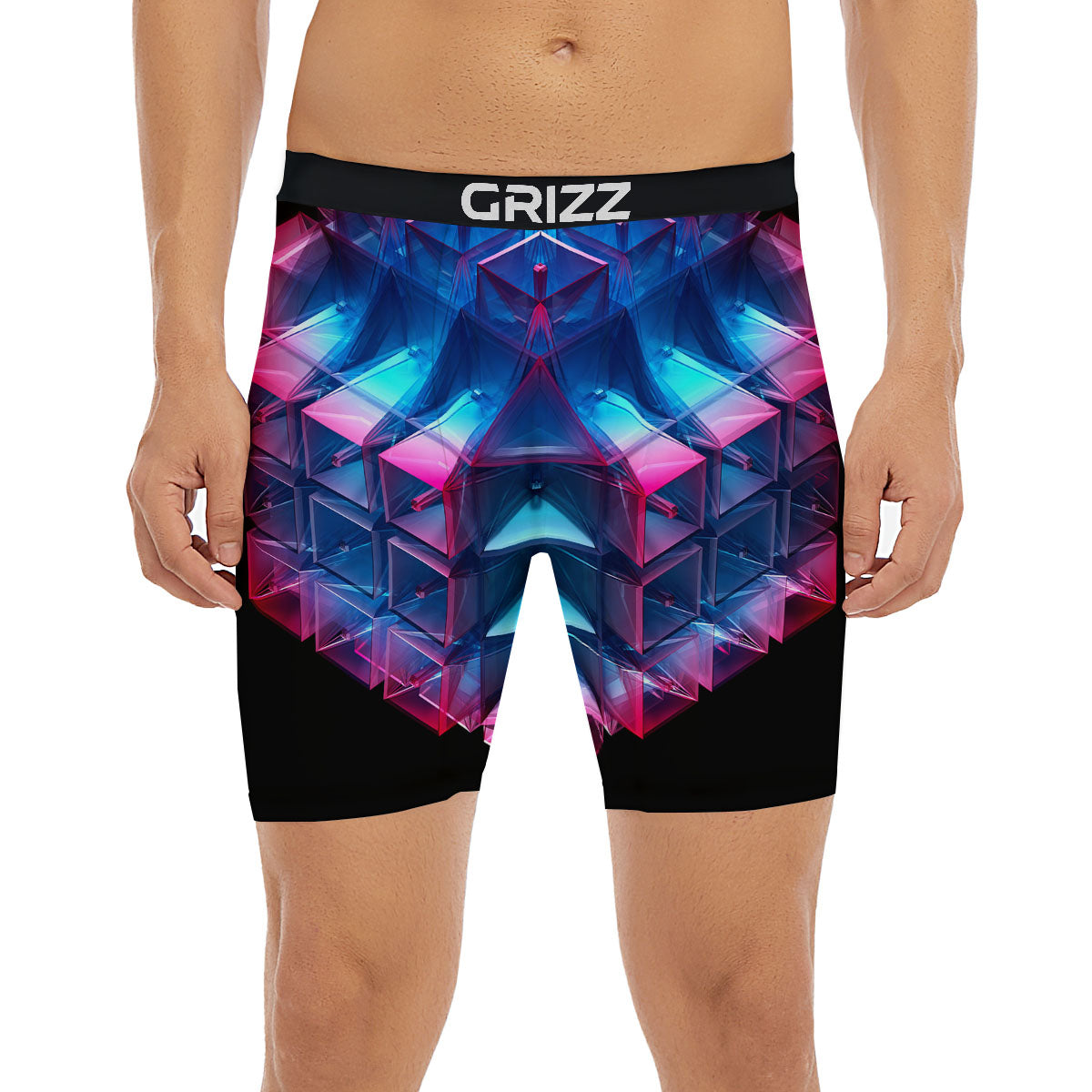 Kaleidoscope Blue And Purple Print Boxer Briefs-grizzshop