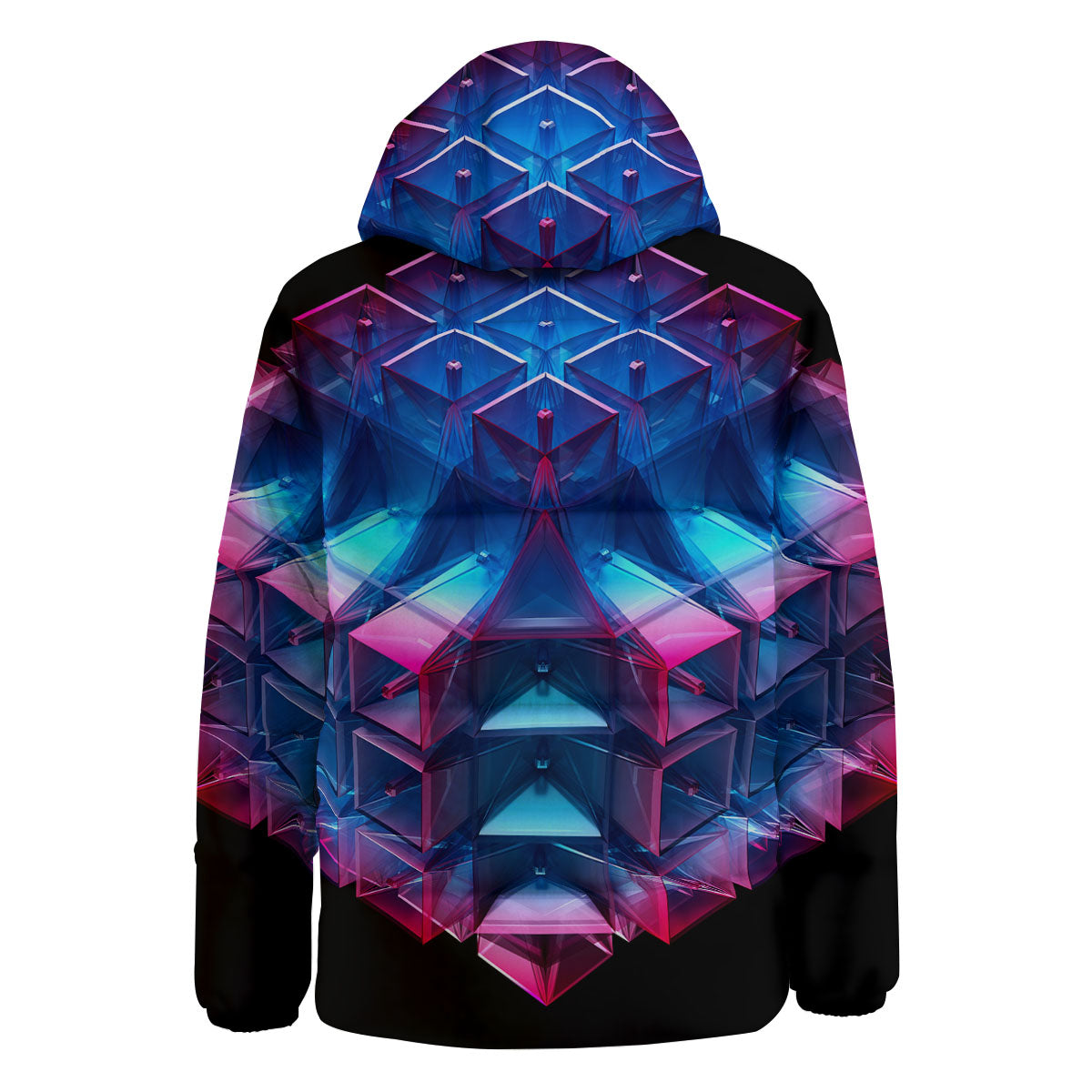 Kaleidoscope Blue And Purple Print Down Jacket-grizzshop