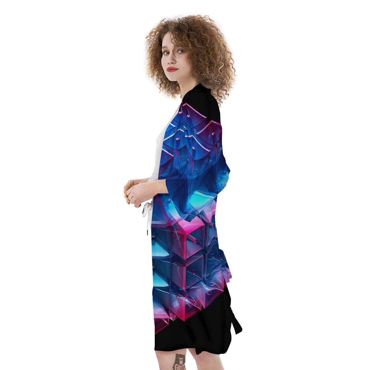 Kaleidoscope Blue And Purple Print Kimono-grizzshop