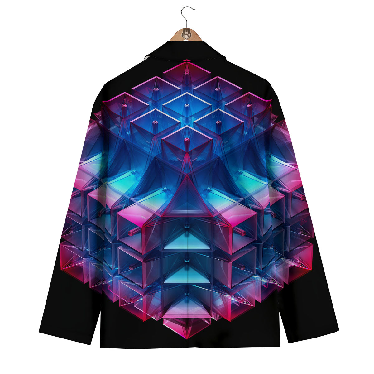 Kaleidoscope Blue And Purple Print Men's Blazer-grizzshop