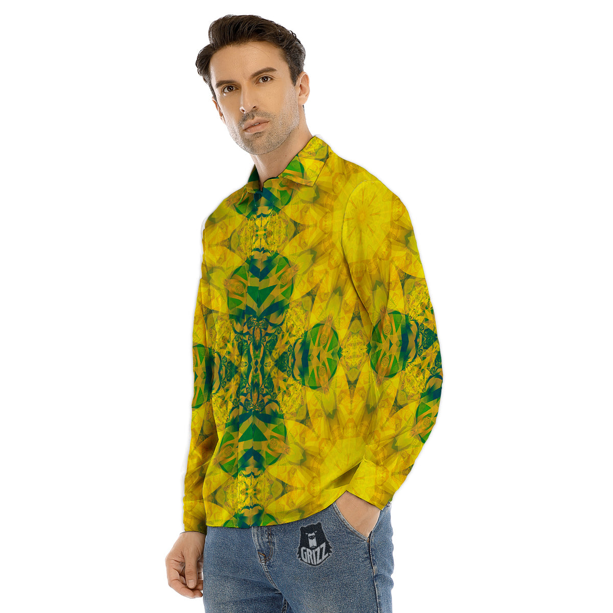 Kaleidoscope Blue And Purple Print Men's Dress Shirts-grizzshop