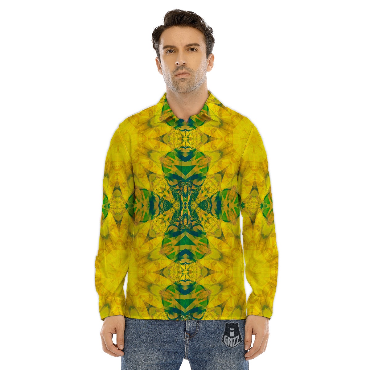 Kaleidoscope Blue And Purple Print Men's Dress Shirts-grizzshop