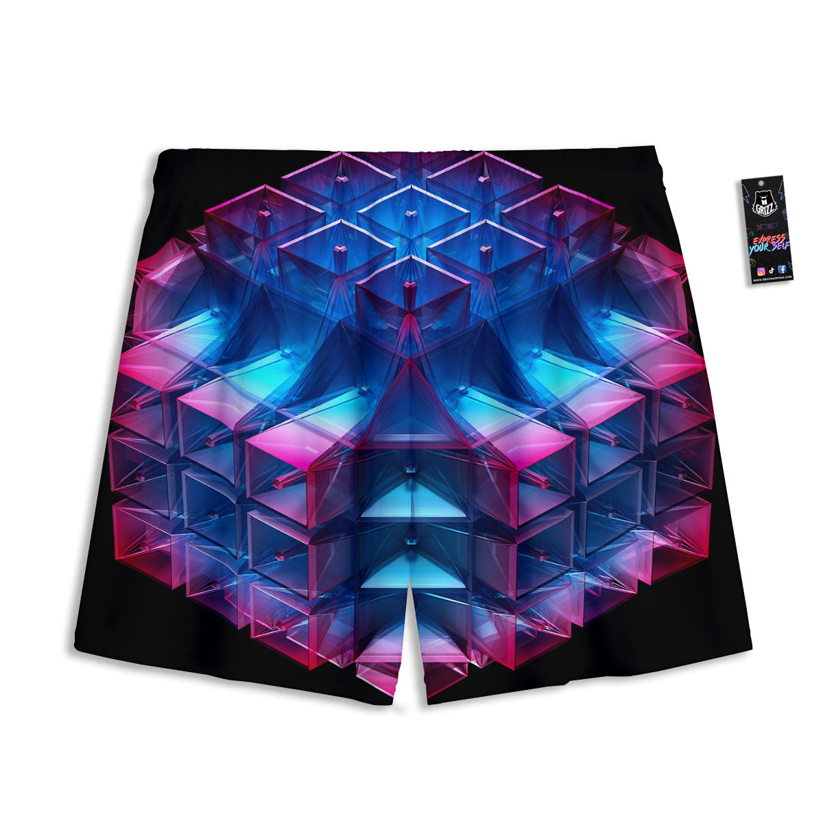 Kaleidoscope Blue And Purple Print Mesh Shorts