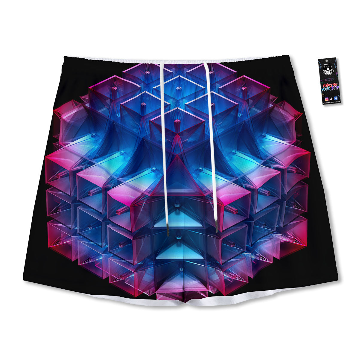 Kaleidoscope Blue And Purple Print Mesh Shorts