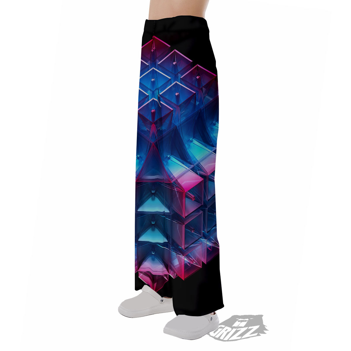 Kaleidoscope Blue And Purple Print Pajama Pants-grizzshop
