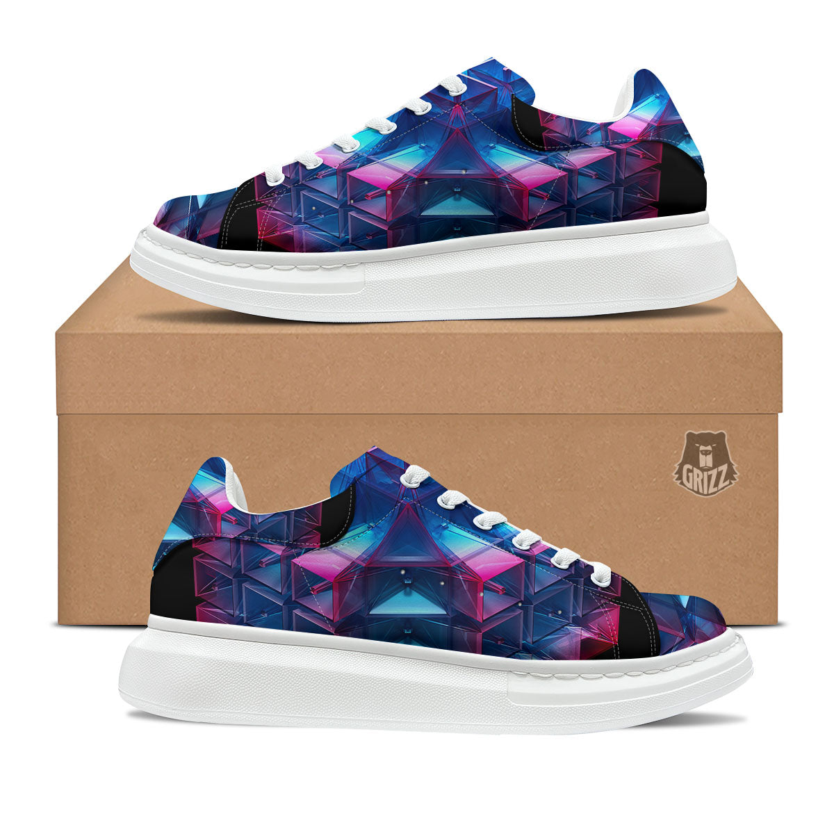 Kaleidoscope Blue And Purple Print Platform Shoes-grizzshop