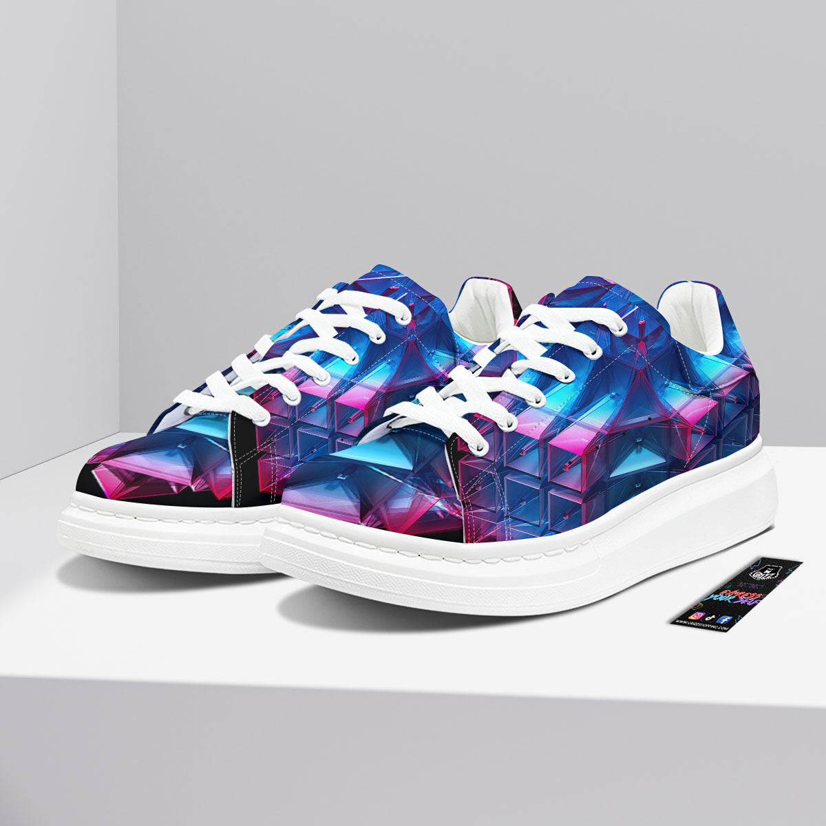 Kaleidoscope Blue And Purple Print Platform Shoes-grizzshop