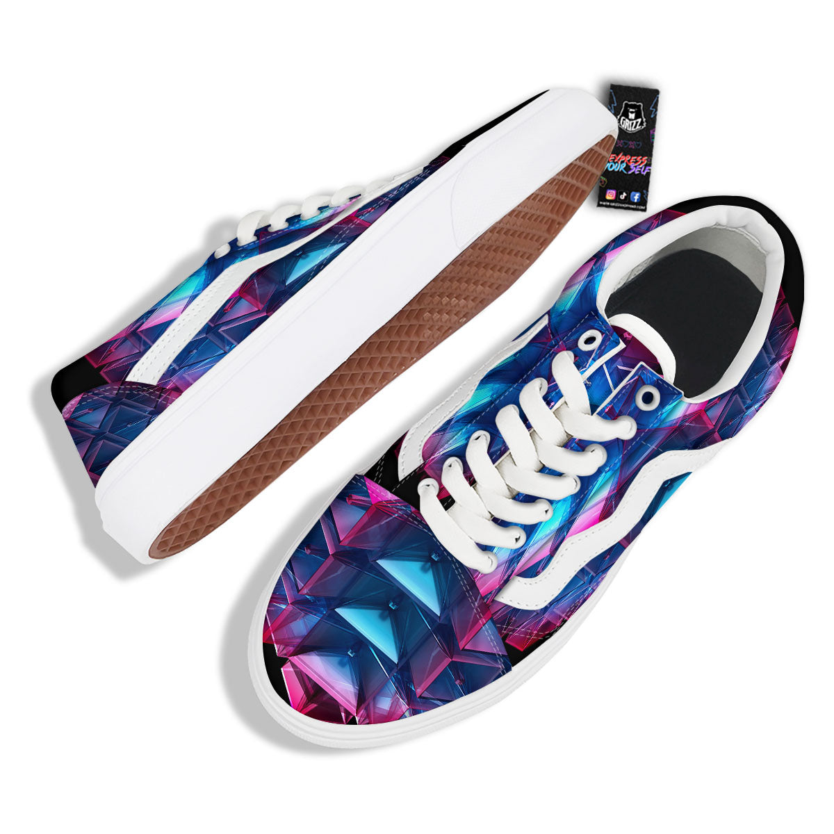 Kaleidoscope Blue And Purple Print Skate Shoes-grizzshop