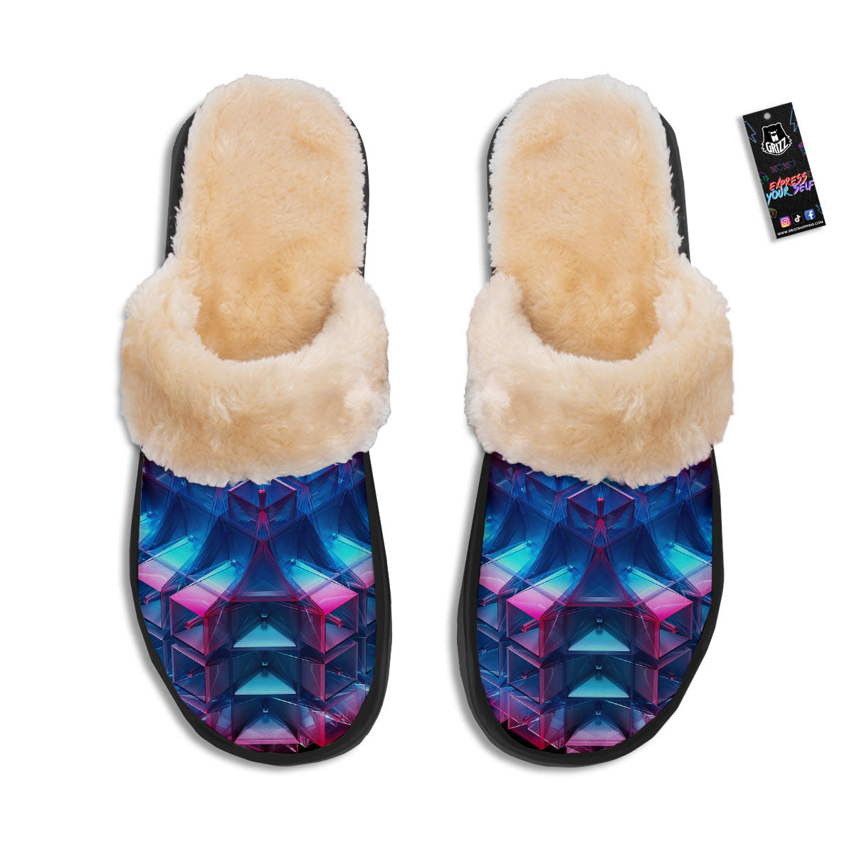 Kaleidoscope Blue And Purple Print Slippers-grizzshop