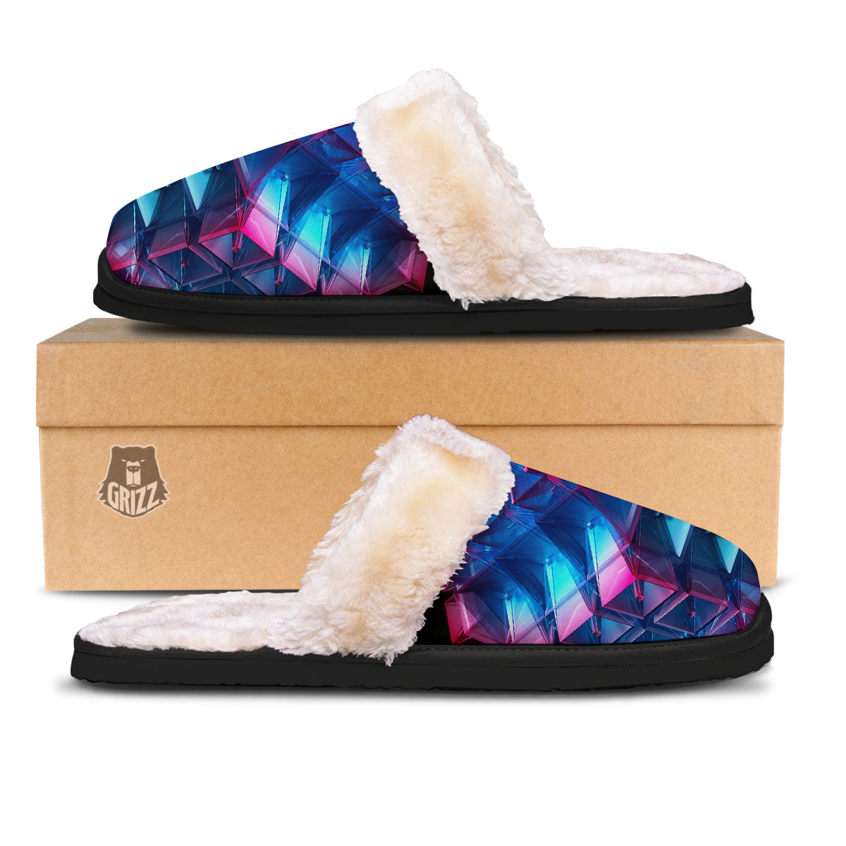 Kaleidoscope Blue And Purple Print Slippers-grizzshop