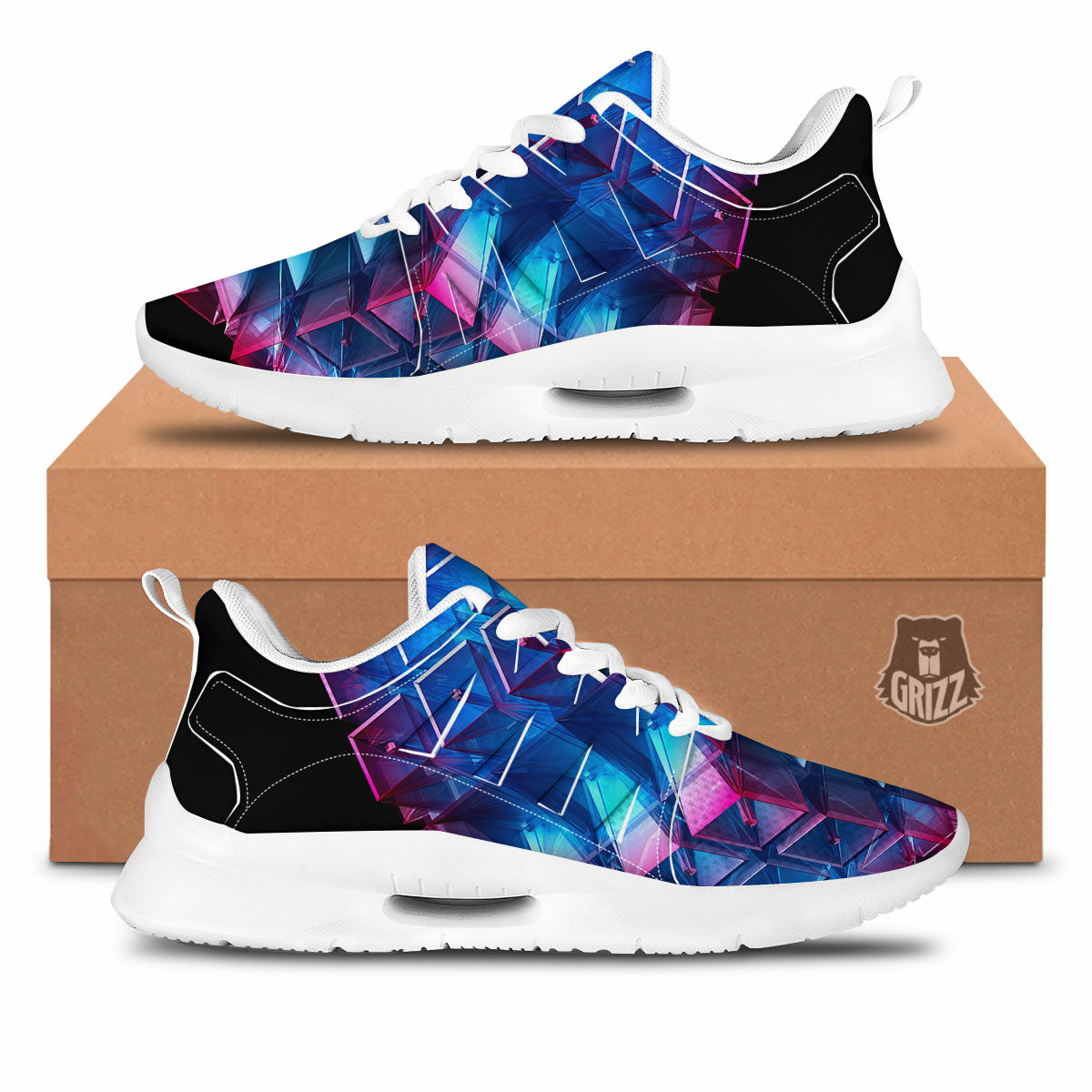 Kaleidoscope Blue And Purple Print Tennis Shoes-grizzshop