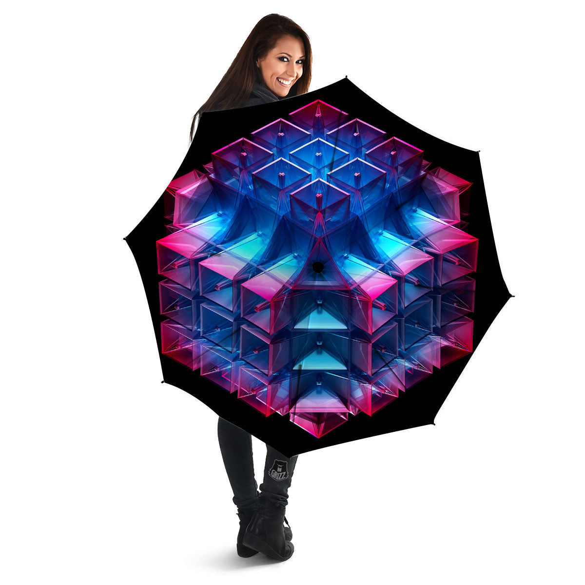 Kaleidoscope Blue And Purple Print Umbrella-grizzshop