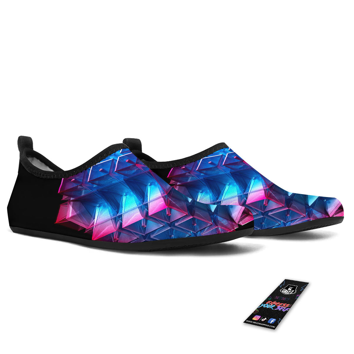 Kaleidoscope Blue And Purple Print Water Shoes-grizzshop
