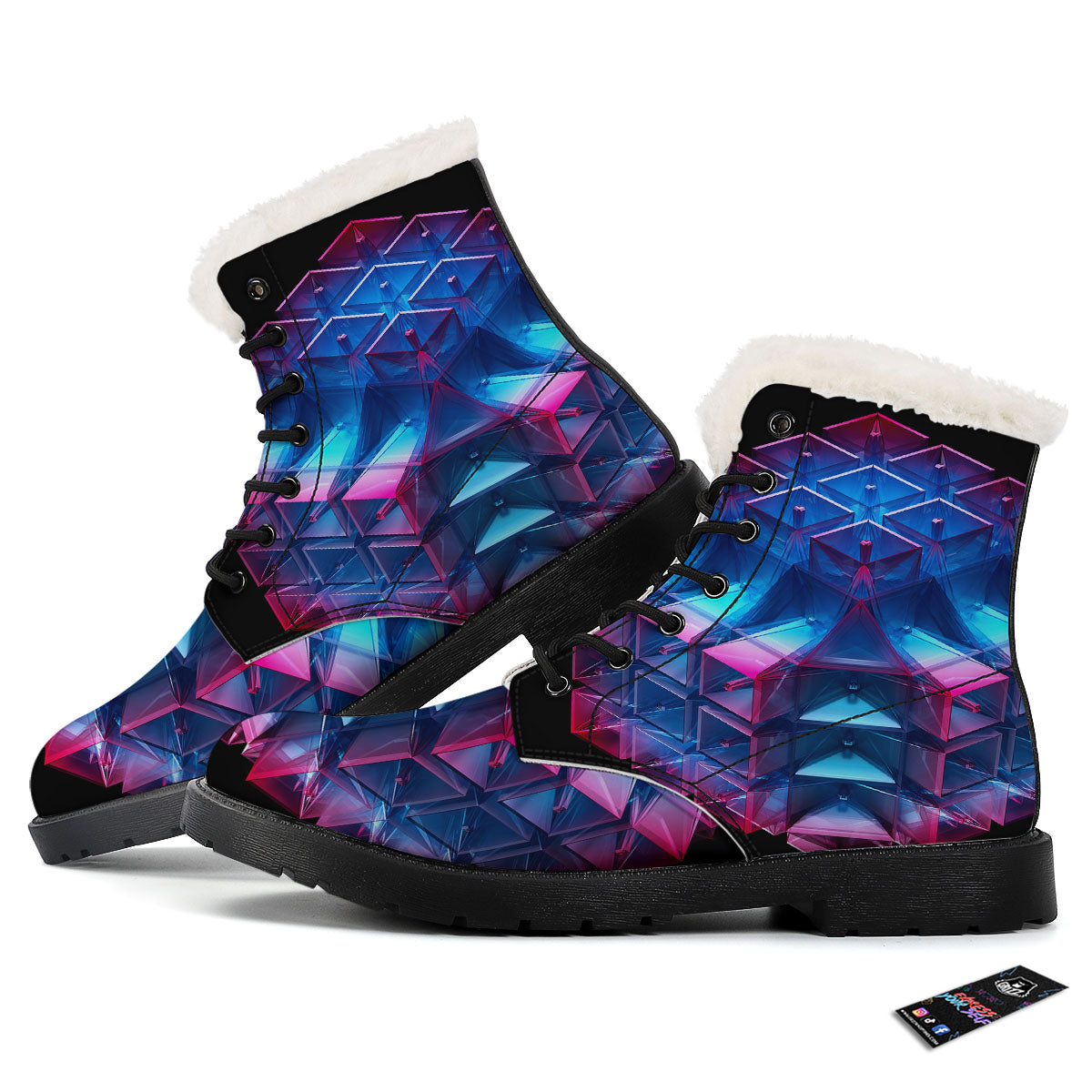Kaleidoscope Blue And Purple Print Winter Boots-grizzshop