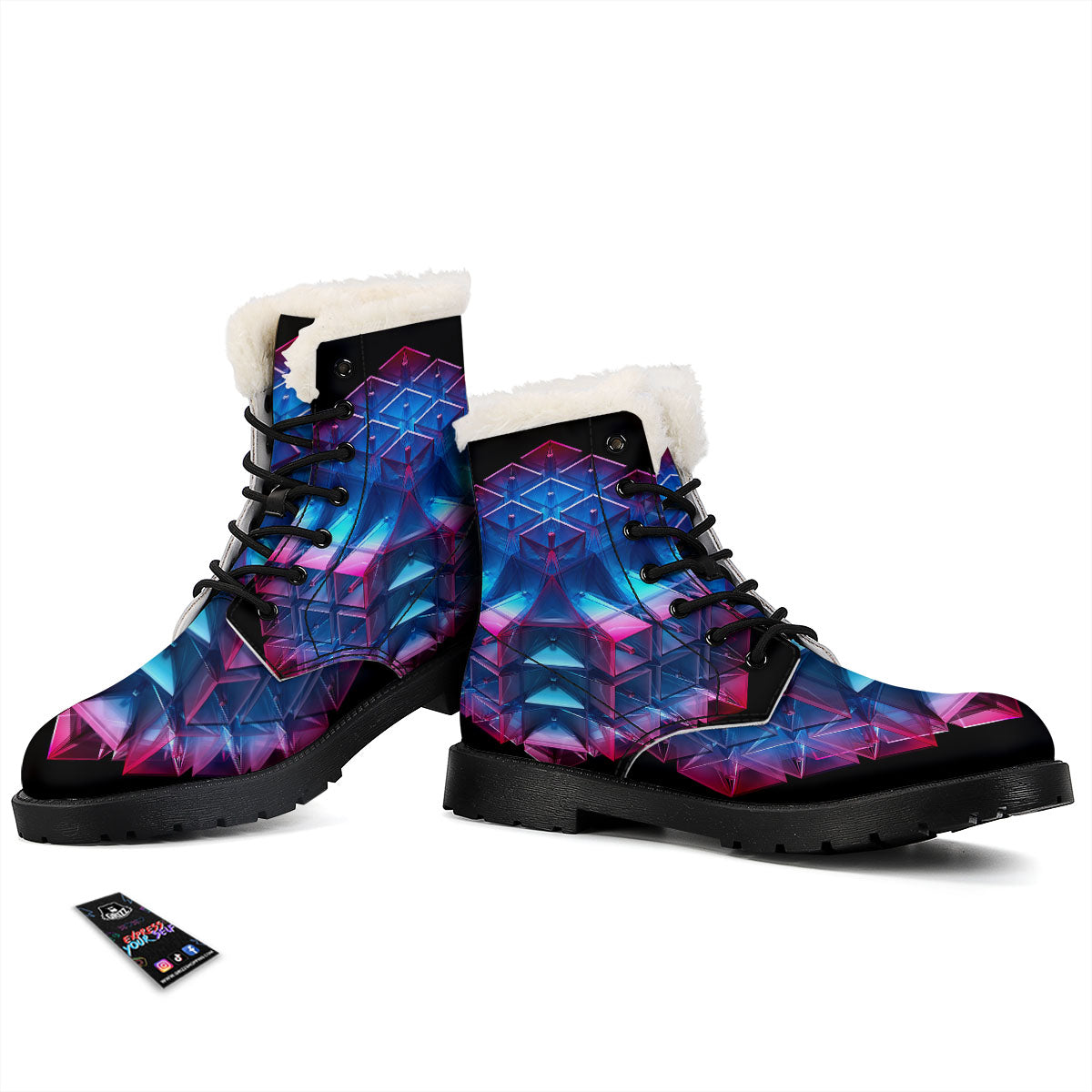 Kaleidoscope Blue And Purple Print Winter Boots-grizzshop