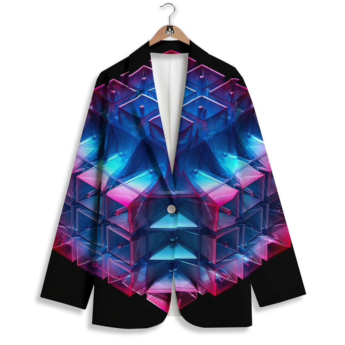 Kaleidoscope Blue And Purple Print Women's Blazer-grizzshop