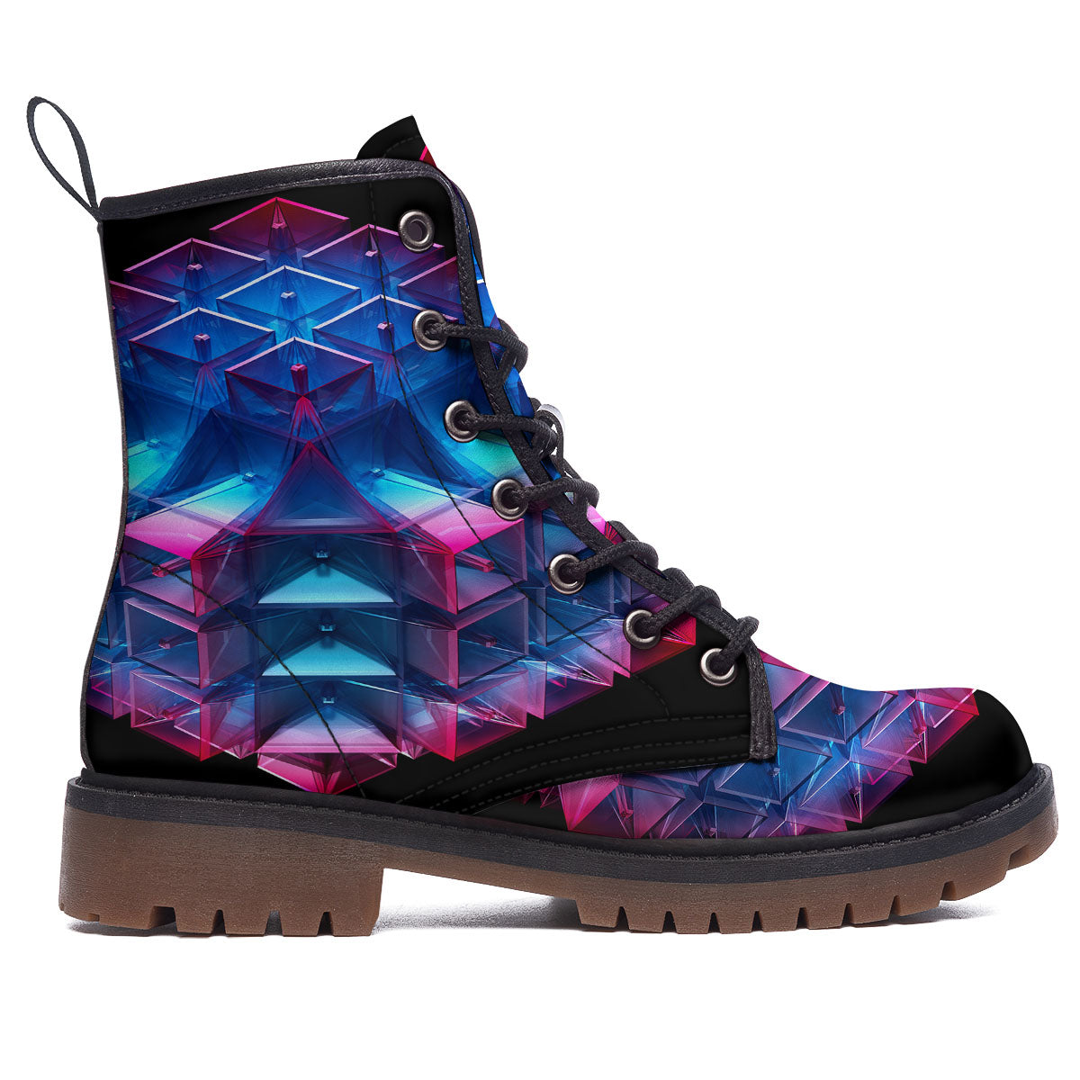 Kaleidoscope Blue And Purple Print Work Boots-grizzshop