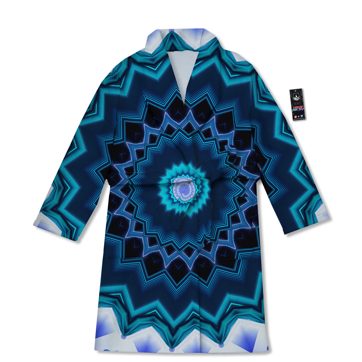 Kaleidoscope Blue Crystal Print Bathrobe-grizzshop