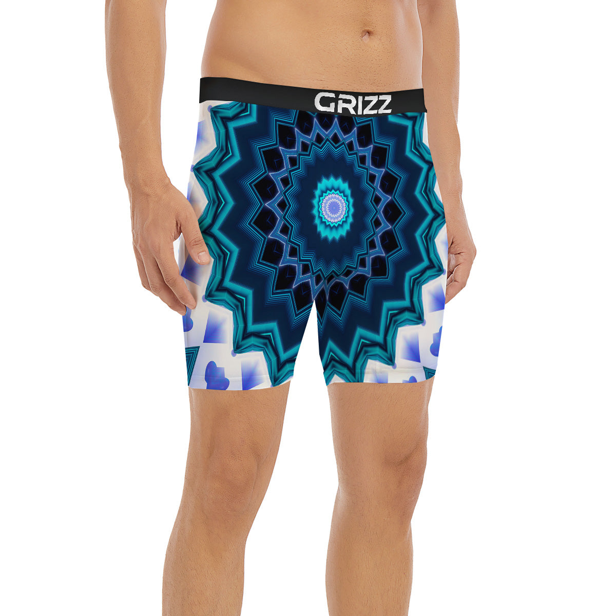 Kaleidoscope Blue Crystal Print Boxer Briefs-grizzshop