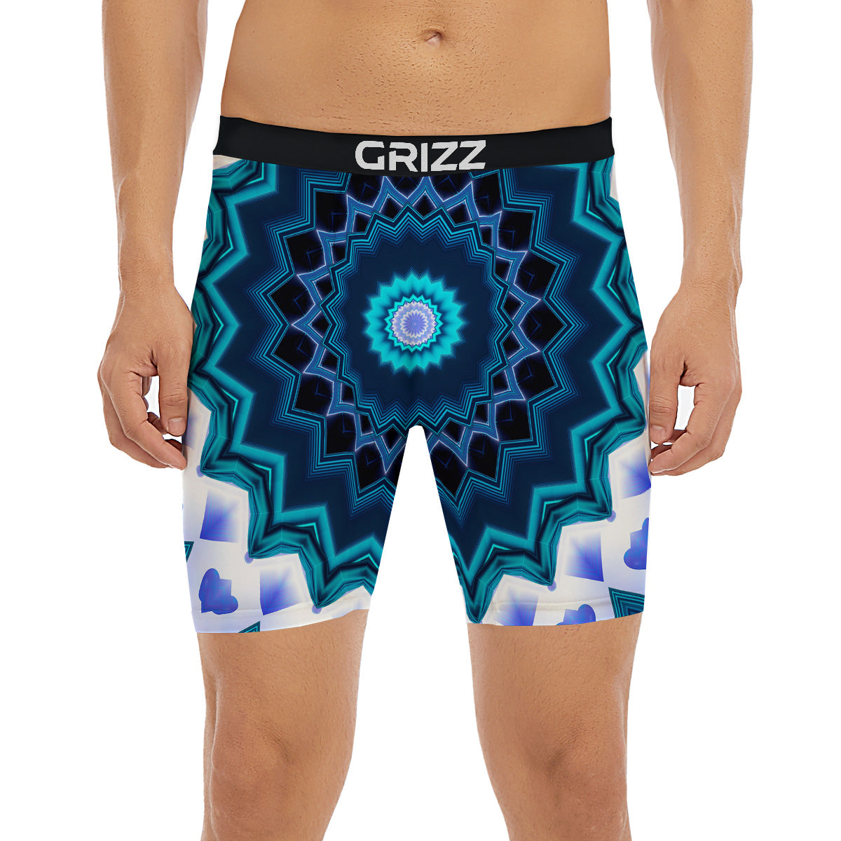 Kaleidoscope Blue Crystal Print Boxer Briefs-grizzshop