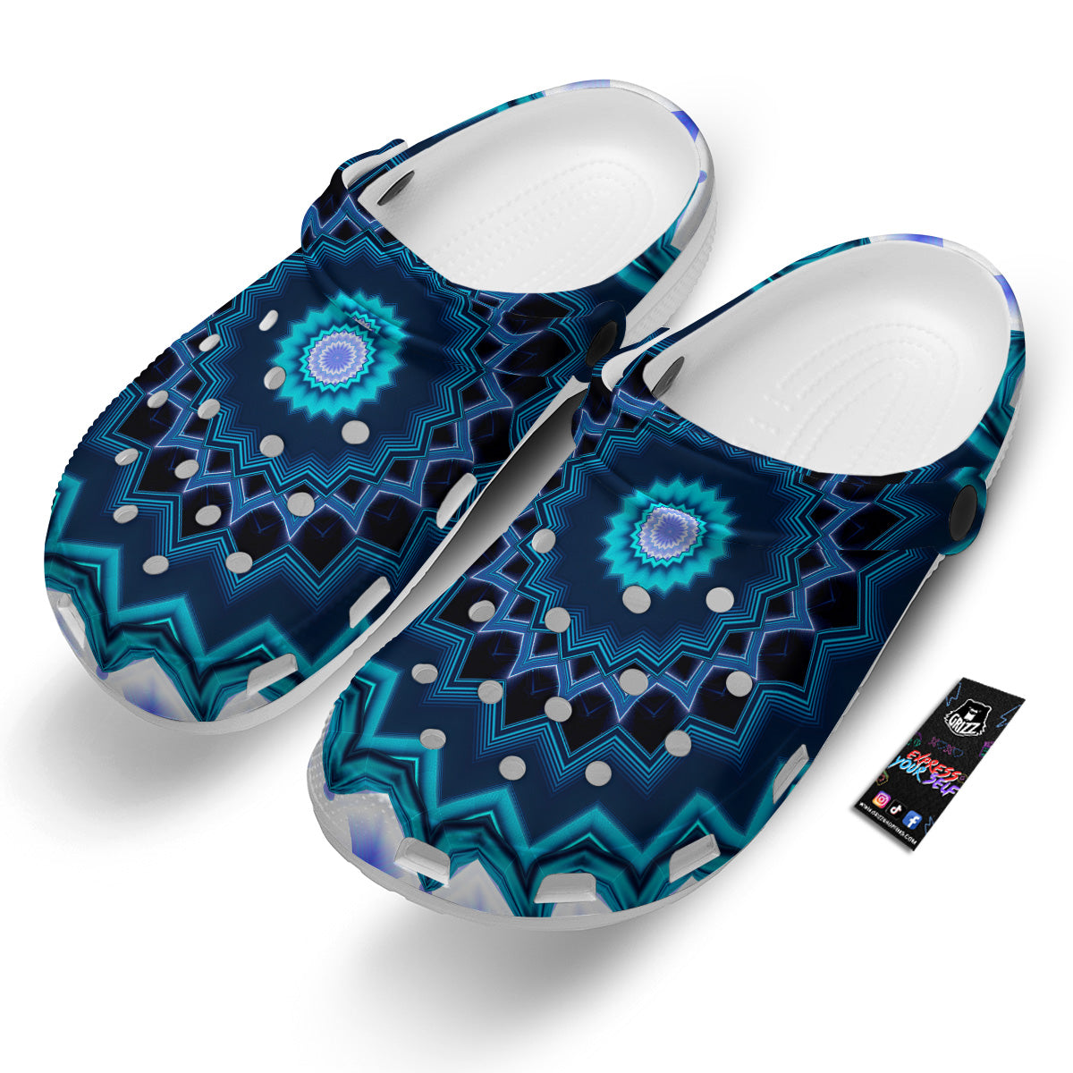 Kaleidoscope Blue Crystal Print Clog-grizzshop