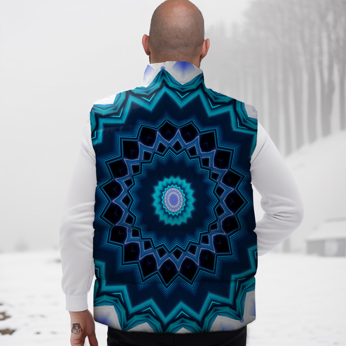 Kaleidoscope Blue Crystal Print Down Vest