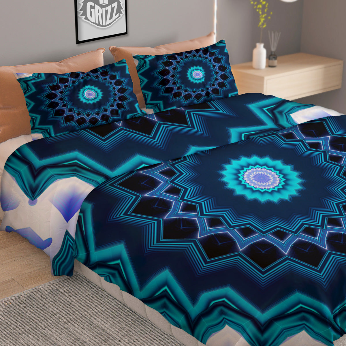 Hop Cone Green Print Pattern Duvet Cover Bedding Set
