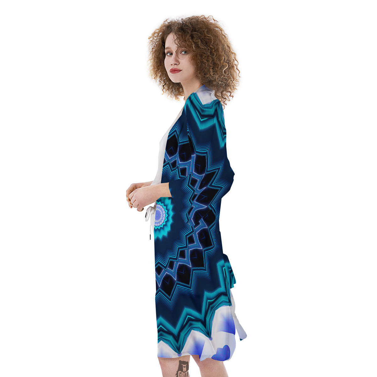 Kaleidoscope Blue Crystal Print Kimono-grizzshop