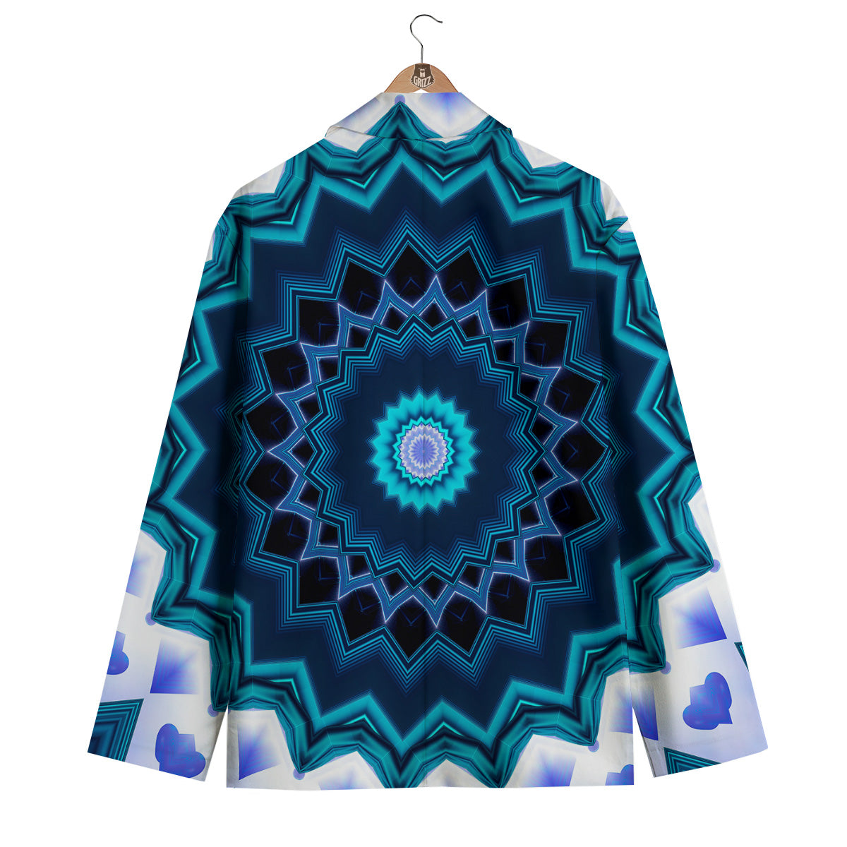 Kaleidoscope Blue Crystal Print Men's Blazer-grizzshop