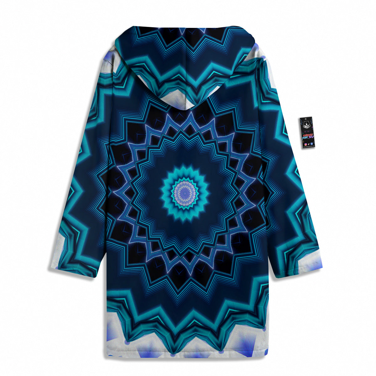 Kaleidoscope Blue Crystal Print Men's Windbreaker Jacket-grizzshop