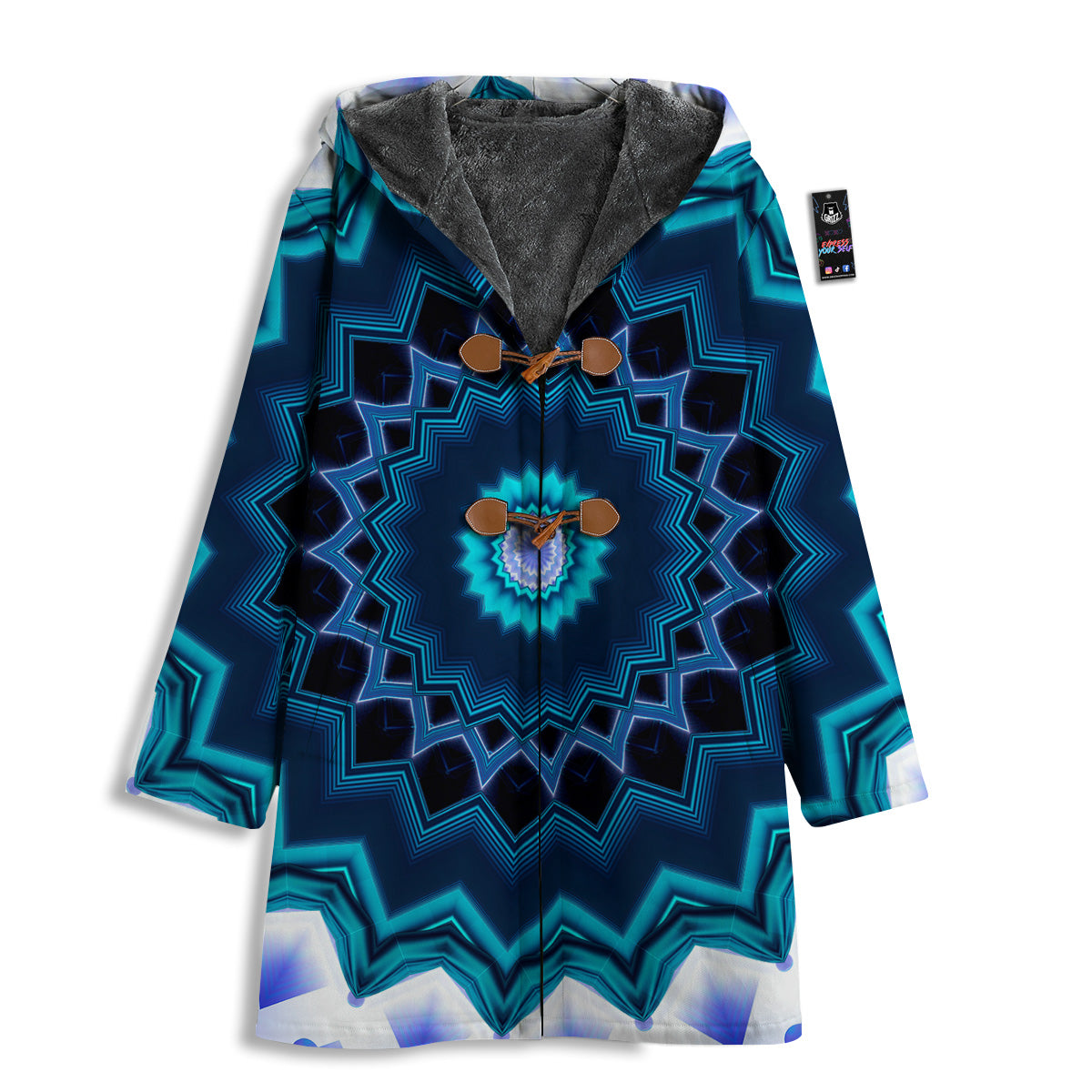 Kaleidoscope Blue Crystal Print Men's Windbreaker Jacket-grizzshop