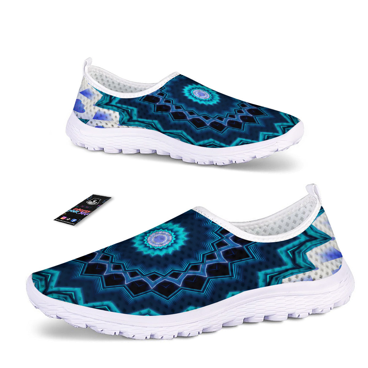 Kaleidoscope Blue Crystal Print Nurse Shoes-grizzshop