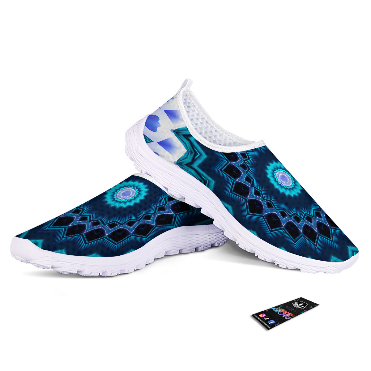 Kaleidoscope Blue Crystal Print Nurse Shoes-grizzshop