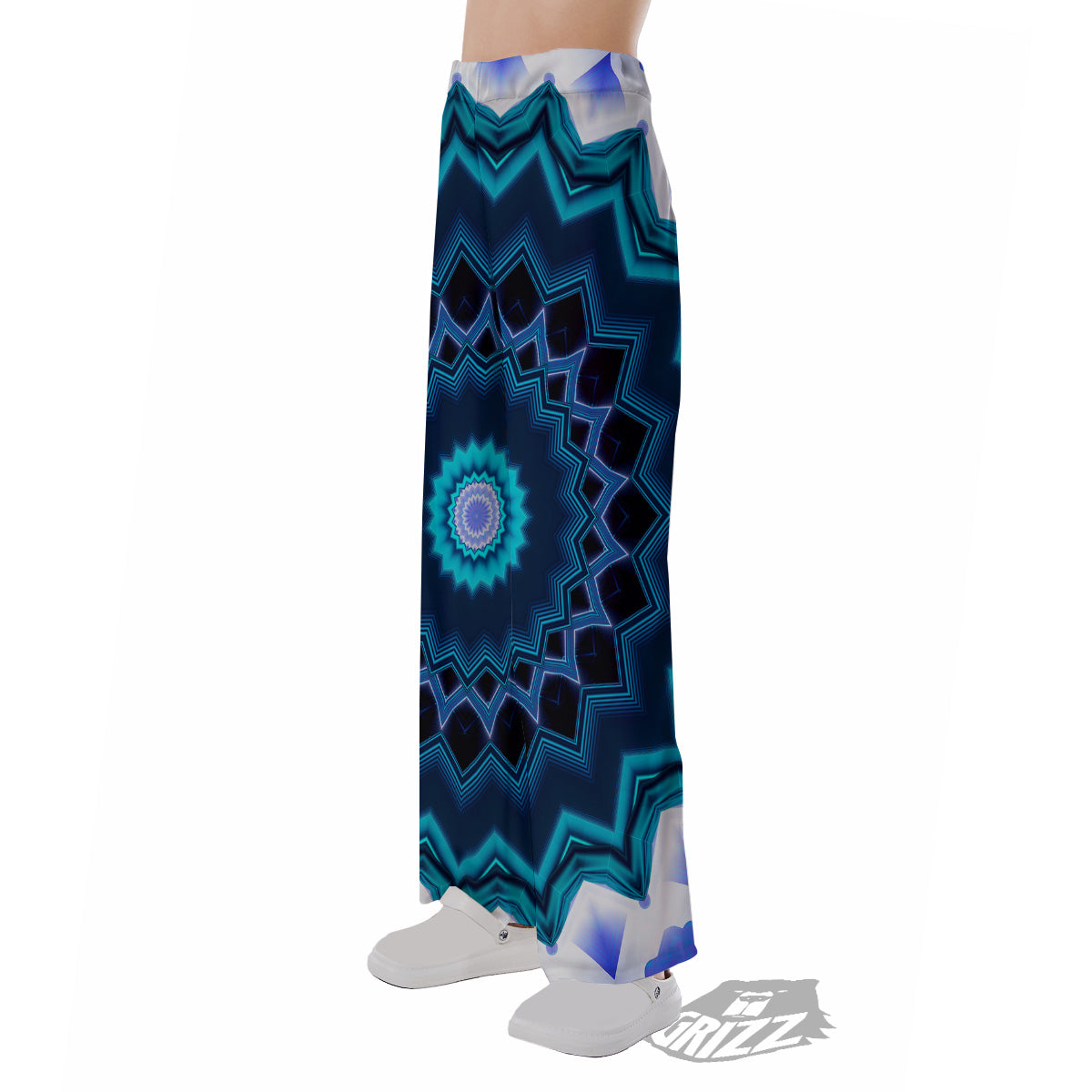 Kaleidoscope Blue Crystal Print Pajama Pants-grizzshop