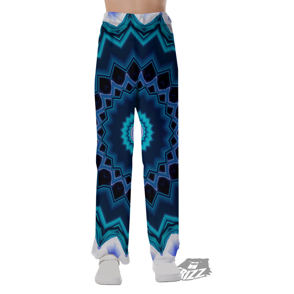 Kaleidoscope Blue Crystal Print Pajama Pants-grizzshop
