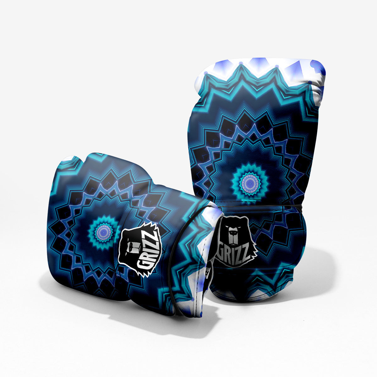 Kaleidoscope Blue Crystal Print Pro Boxing Glove